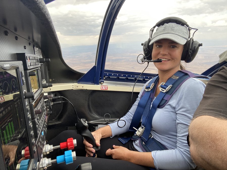 Student pilot at the controls