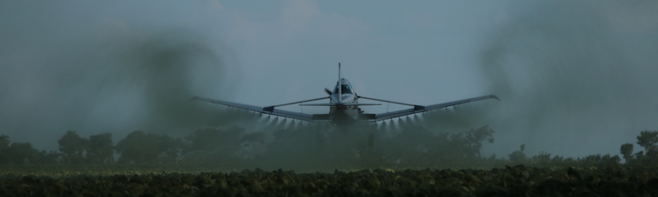 A general aviation aircraft working over the Zimbabwean landscape at dawn